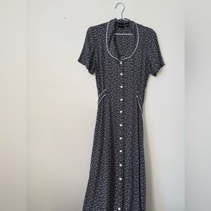 VINTAGE Erika floral Peter Pan collar tea dress maxi button front